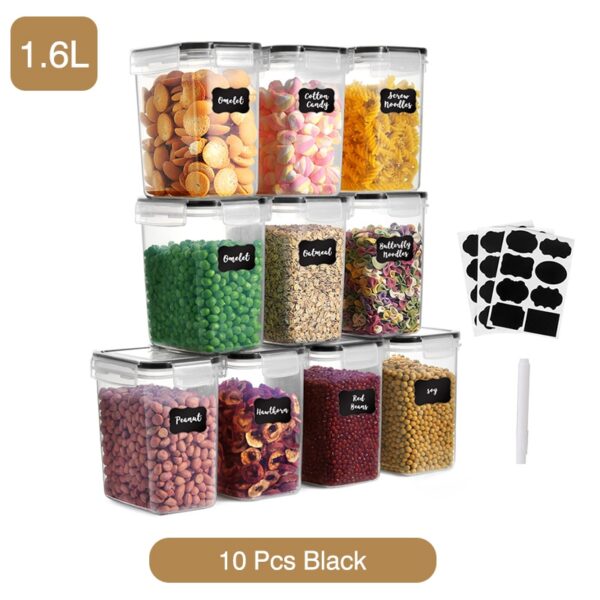 4/8/10 Pieces Set Food Kitchen Storage Box Vacuum Lid Organizer Container Transparent Sealed Cans Plastic Clear Container