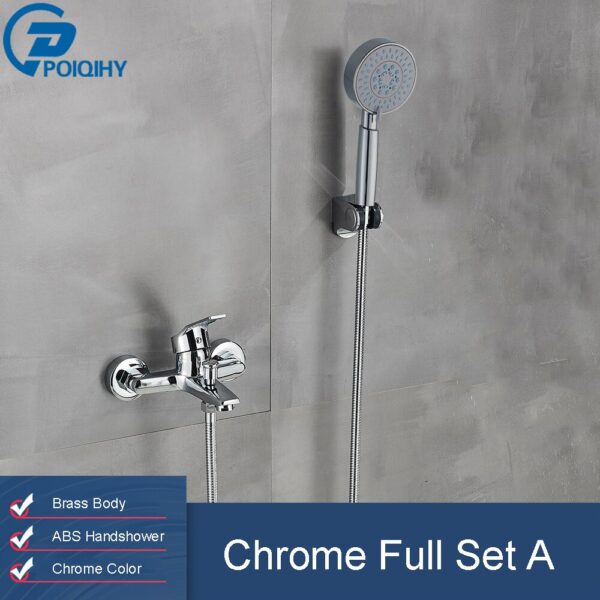 Matte Black Bathroom Shower Faucet Bath Faucet Mixer Tap ABS Hand Shower Head Set Wall Mount Black Shower Control Valve