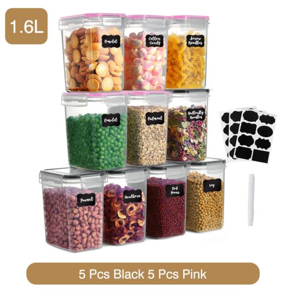 4/8/10 Pieces Set Food Kitchen Storage Box Vacuum Lid Organizer Container Transparent Sealed Cans Plastic Clear Container