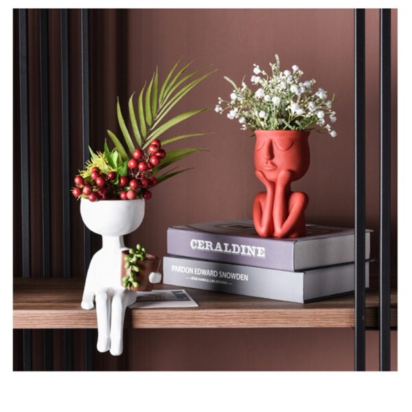 Creative Art Portrait Sculpture Vase Flower Pot Garden Storage Abstract Character Succulents Plant Pot Micro Landscape Decor
