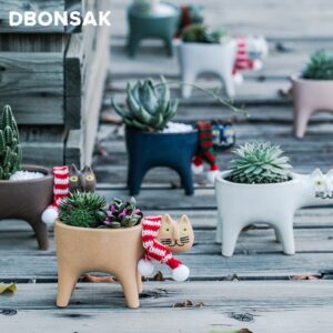 Cartoons Cat Flowerpot Animal Ceramic Flowerpot Cute Vase Cactus Succulent Plants Potted Flower Arrangement Home Decoration