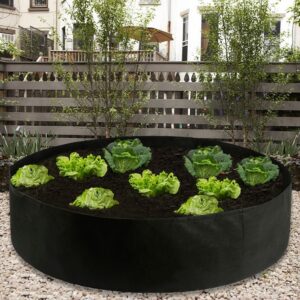 Fabric Raised Garden Bed 50 Gallons Round Planting Container Grow Bags Breathable Felt Fabric Planter Pot for Plants Nursery Pot