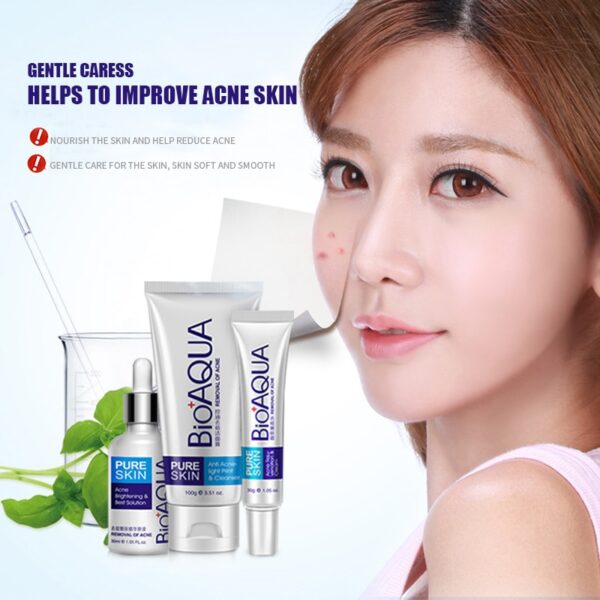 BIOAQUA 3 kins/sets Face Care Repair Acne Scar Cream Acne Anti essence Skin Care deep clean Product