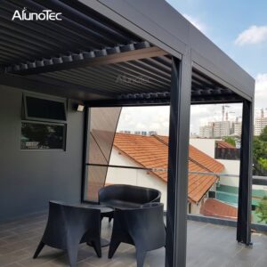 Aluminum Powder Coated Pergola Garden Waterproof Louvre Roof 6m x 4m x 3m