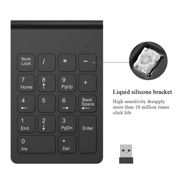 [AVATTO] Small-size 2.4GHz Wireless Numeric Keypad Numpad 18 Keys Digital Keyboard for Accounting Teller Laptop Notebook Tablets