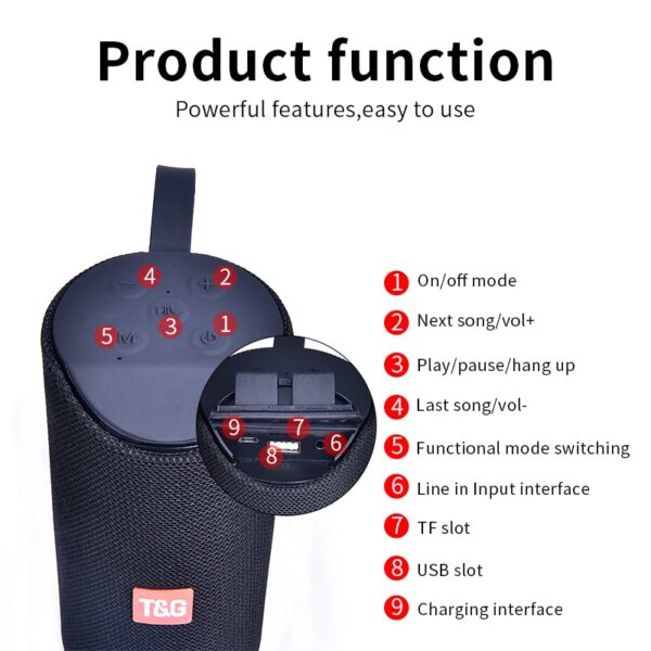 TG Bluetooth Speaker Portable Outdoor Loudspeaker Wireless Mini Column 3D 10W Stereo Music Surround Support FM TFCard Bass Box