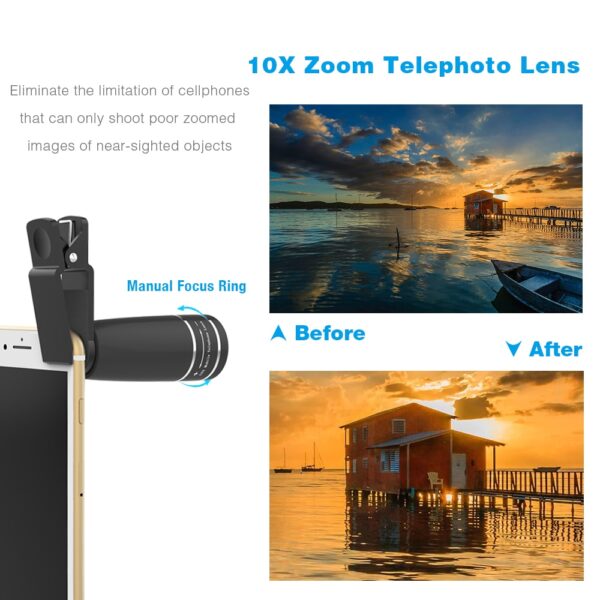 APEXEL 1 Set Lens 10 in 1 phone Camera Lens Kit Fish Eye Wide Macro Star Filter CPL Lenses for iPhone XS Mate Samsung HTC LG