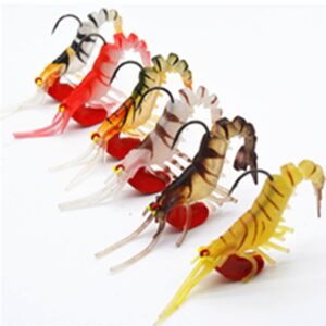 6pcs 13g 19g fishing shrimp prawn lure baits, river prawn fishing craws saltwater bream lures with luminous eyes