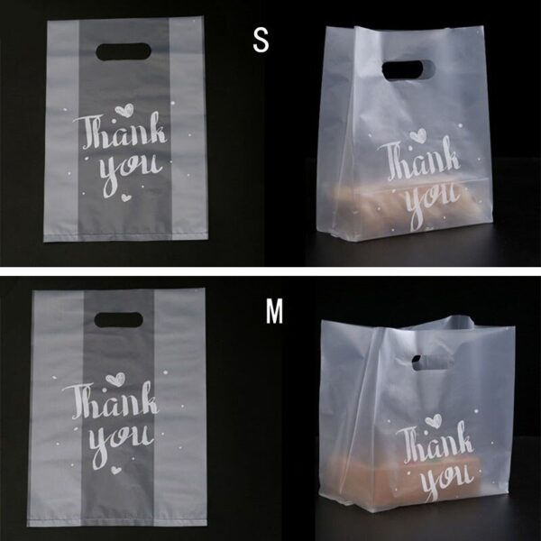 50pcs Thank you Plastic Gift Bags Plastic Shopping Bags With Handle Christmas Wedding Party Favor Bag Candy Cake Wrapping Bags