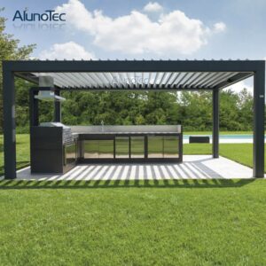 Aluminium Automatic Weatherproof Pergola Louver Roof for Size 4m x 4m x 3m