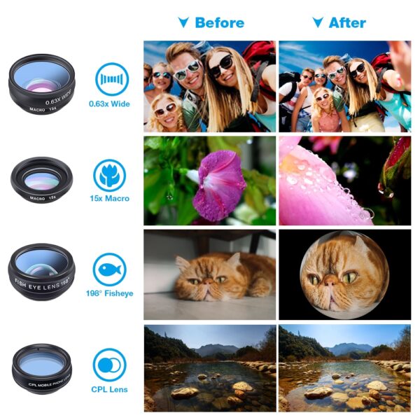 APEXEL 1 Set Lens 10 in 1 phone Camera Lens Kit Fish Eye Wide Macro Star Filter CPL Lenses for iPhone XS Mate Samsung HTC LG