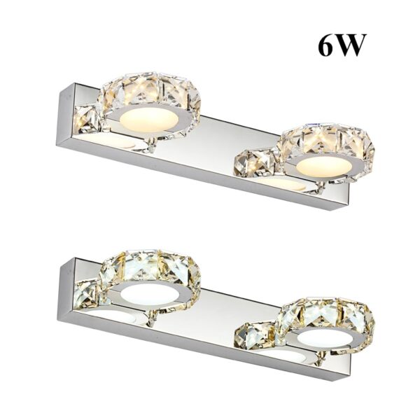 Luxury Crystal Bathroom LED Mirror Light Fixture 12W 9W 6W LED Modern Waterproof Anti-Fog Bath Vanity Wall Mounted Sconces Lamp