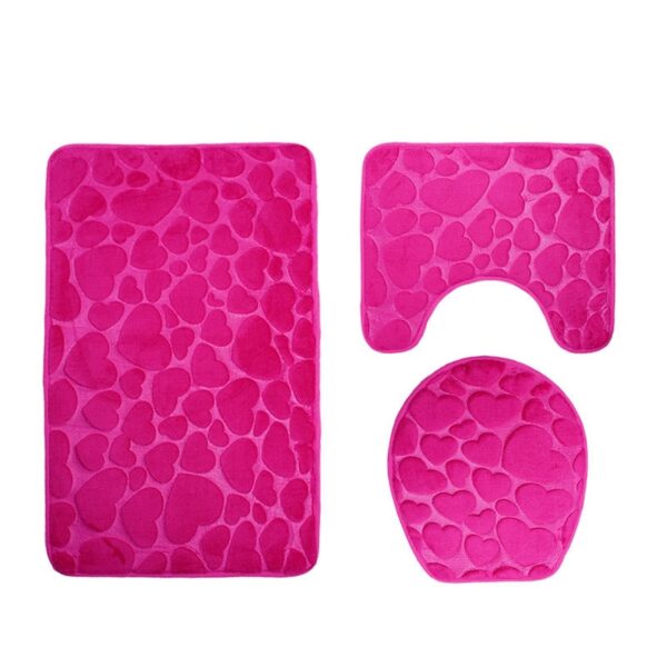 Zeegle Bathroom Bath Mat Set Toilet Rugs Flannel Anti Slip Shower Carpets Set Home Toilet Lid Cover Shower Room Rug Floor Mats