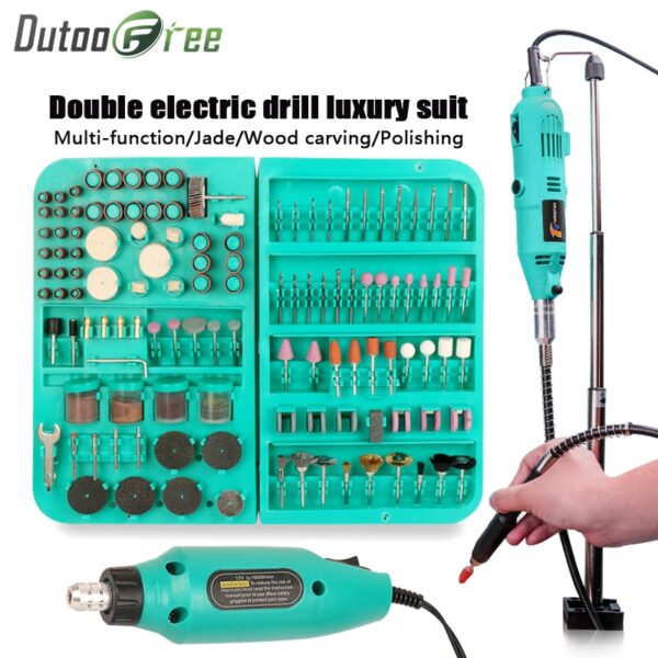 Dutoofree Double Electric Drill Power Tools Electric Diy Mini Drills For Dremel Rotary Power Tools Electric Engraver Hand Drill