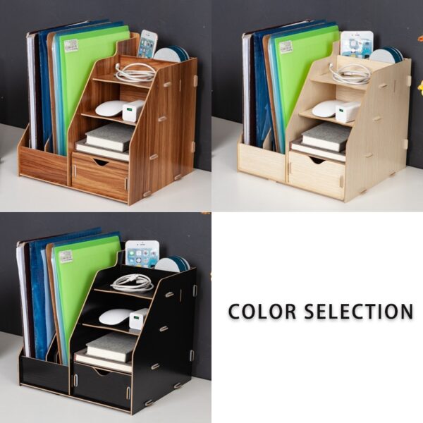 DIY Wooden Magazine Desk Organizers Book Holder Stationery Storage Holder Stand Shelf Rack Multifunctional Case