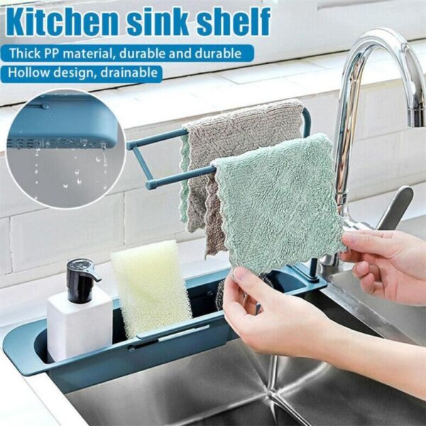 Telescopic Sink Shelf Kitchen Sinks Organizer Soap Sponge Holder Sink Drain Rack Storage Basket Kitchen Gadgets Accessories