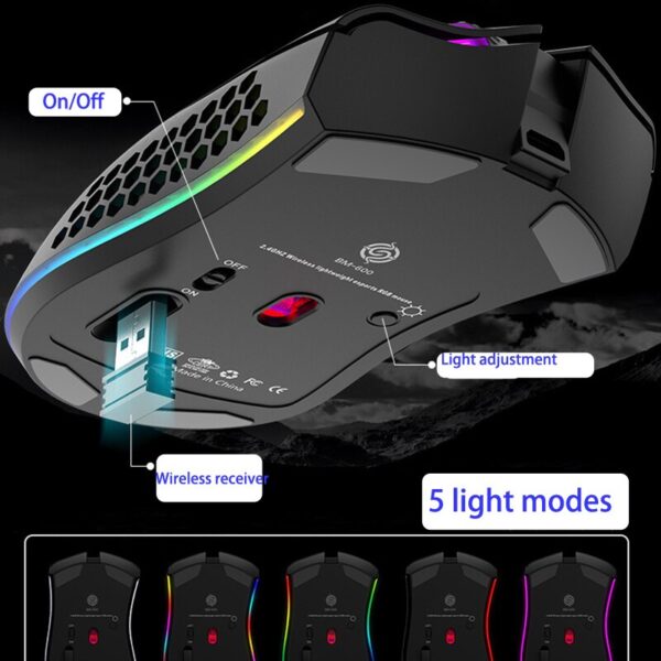 Wireless Mouse Bluetooth Gamer Gaming Mouse RGB Light LED Rechargeable Mouse Wireless For Laptop PC Gaming Office Mouse