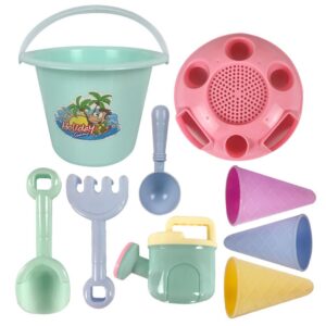 9 Pcs Silicone Baby Beach Toys Set Sand Play Set Durable Reusable Funny Outdoor Sand Dredging Tools Water Play Cart For Children