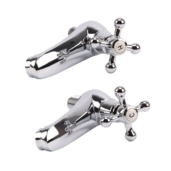 2X Chrome Twin Basin Taps Hot&Cold Water Kitchen Sink Taps Bathroom Water Faucet Mixer Taps Home Improvement Kitchen Accessory