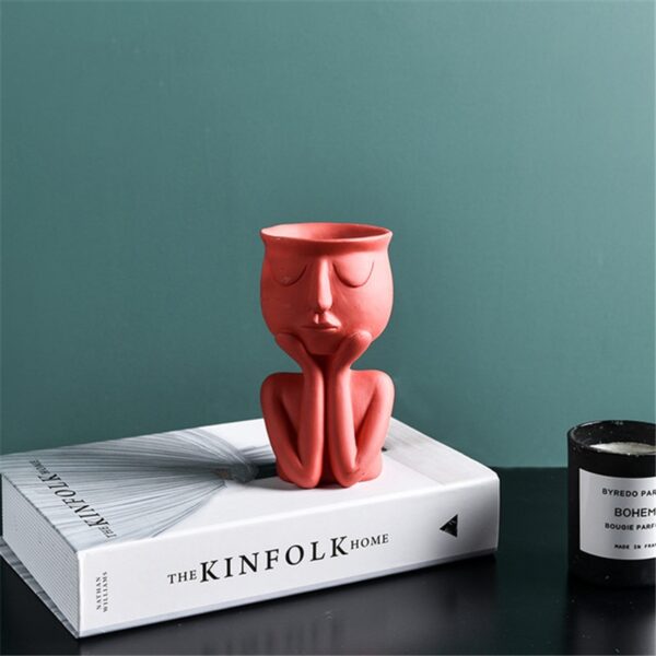 Creative Art Portrait Sculpture Vase Flower Pot Garden Storage Abstract Character Succulents Plant Pot Micro Landscape Decor