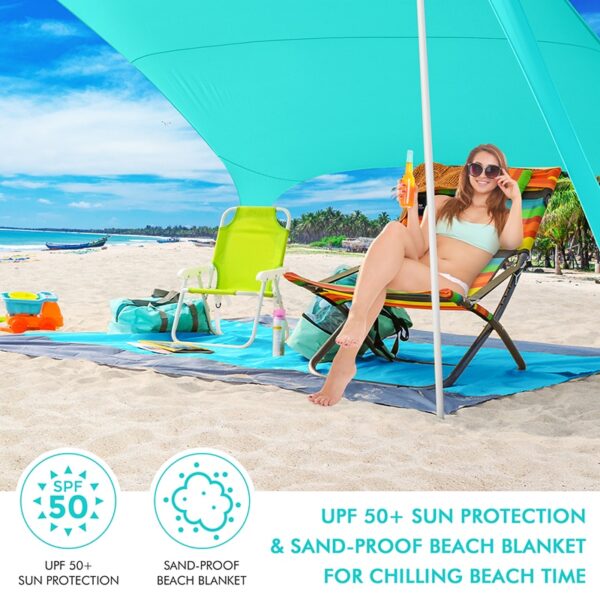 240 X 240 Beach Sunshade Portable Camping Pergola Outdoor Windproof Tent Gazebo Tent Shade Shelter with Sandbag Anchors