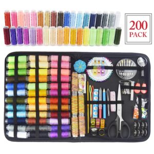 Professional Sewing Kits 200PCS Repair Sewing Box Set for Hand Quilting Needle Thread Stitching Embroidery Sewing Accessories