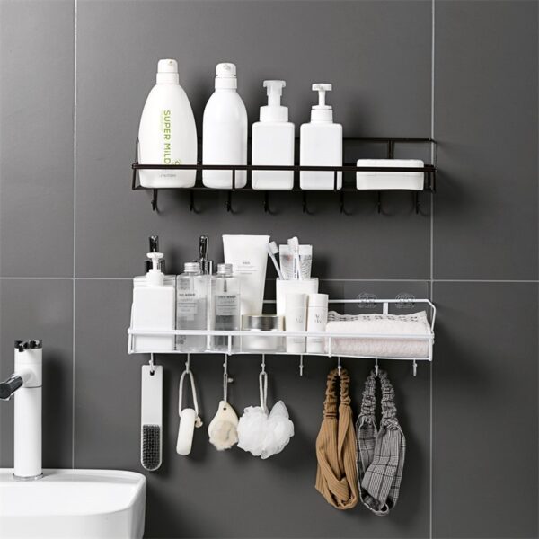 Save Space No Drilling Iron Shelf Punch Free Corner Bathroom Shelf Bathroom Fixtures Wrought Iron Storage Rack Bath Accessories