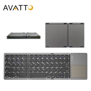 AVATTO Russian/Spanish/Arabic B033 Mini Folding keyboard, Wireless Bluetooth Keyboard with Touchpad for Windows, Android, IOS