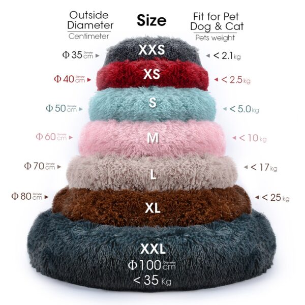 Round Plush Dog Bed House Dog Mat Winter Warm Sleeping Cats Nest Soft Long Plush Dog Basket Pet Cushion Portable Pets Supplies