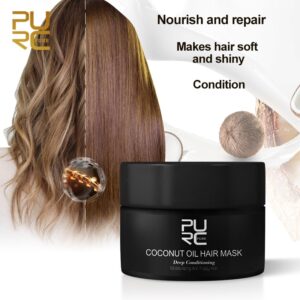 PURC 50ml Coconut Oil Hair Mask Repairs Damage Restore Soft Good or All Hair Types Keratin Hair & Scalp Treatment for Hair Care