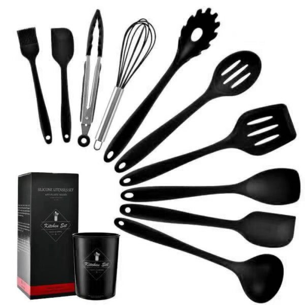 10/11PCS Silicone Kitchenware Non-stick Cookware Cooking Tool Spatula Ladle Egg Beaters Shovel Spoon Soup Kitchen Utensils Set