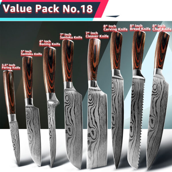 Kitchen Knife Chef Japanese Set 7CR17 440C High Carbon Stainless Steel Damascus Drawing Gyuto Meat Cleaver Slicer Santoku Tools