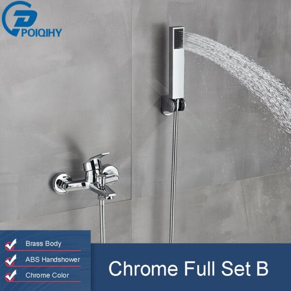 Matte Black Bathroom Shower Faucet Bath Faucet Mixer Tap ABS Hand Shower Head Set Wall Mount Black Shower Control Valve
