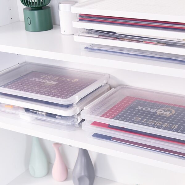 Thicken A4 Transparent File Storage Box Clear Plastic Family Document Cases Desk Paper Organizers Finishing Office Supplies