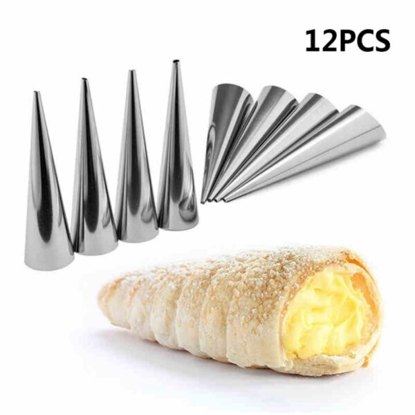 6/12/24pcs Kitchen Stainless Steel Baking Cones Horn Pastry Roll Cake Mold Spiral Baked Croissants Tubes Cookie Dessert Tool ZXH