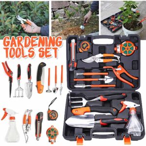 12PCS Garden Tools Kit Gardening Tools Set Pruner Rake Shovel Grass Garden Hand Tool Set With Storage Case For Garden Tools