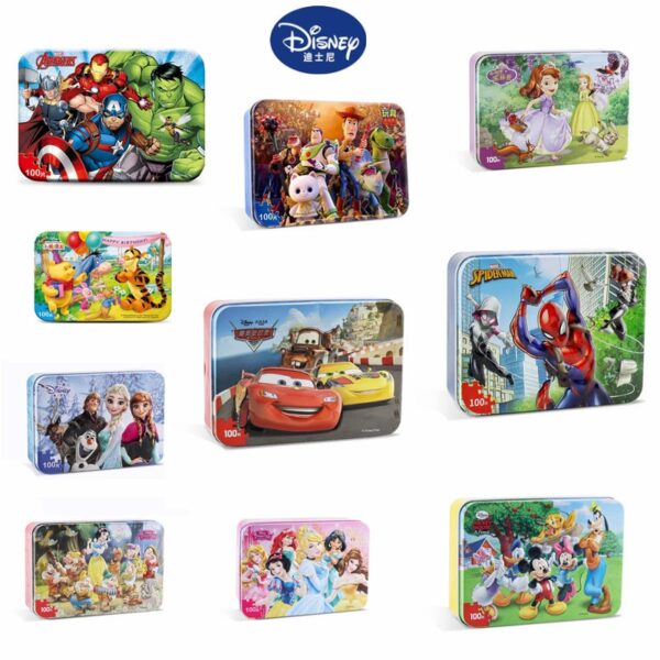 100pcs/lot Disney Six Princess Frozen Theme Wooden Puzzles For Kids Birthday Educational Toys Cars Toy Story Mickey Puzzles Gift