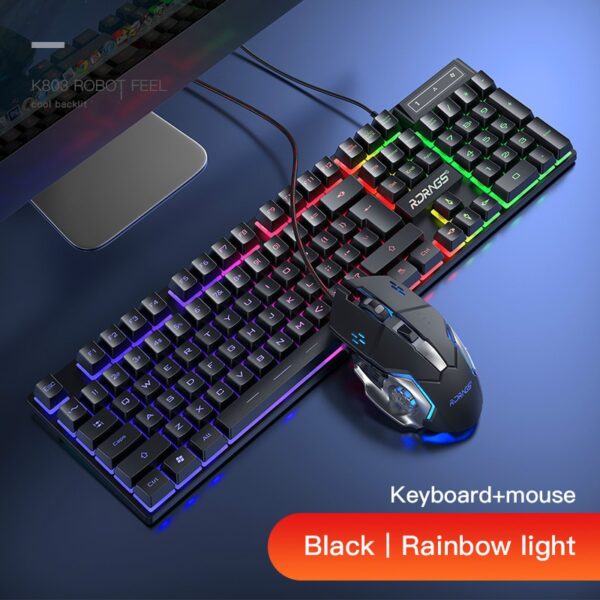 Gaming keyboard and Mouse Wired backlight mechanical feeling keyboard Gamer kit Silent 3200DPI Gaming Mouse Set for PC Laptop