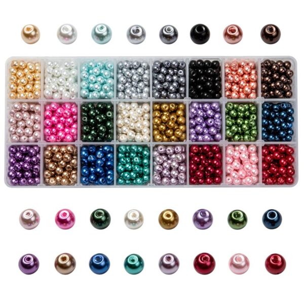 Mixed Color Round Glass Pearl Beads for Necklaces Earrings Bracelets Jewelry Making DIY Accessories Pearlized 4mm 6mm 8mm 10mm