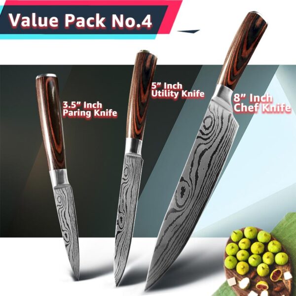 Kitchen Knife Chef Japanese Set 7CR17 440C High Carbon Stainless Steel Damascus Drawing Gyuto Meat Cleaver Slicer Santoku Tools