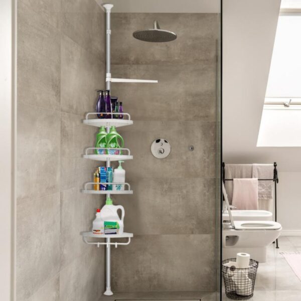 Stainless Steel Bathroom Shelf 4 Shelves Telescopic Adjustable Adhesive Suction Corner Shelves Shower Hardware Bath Fixture HWC