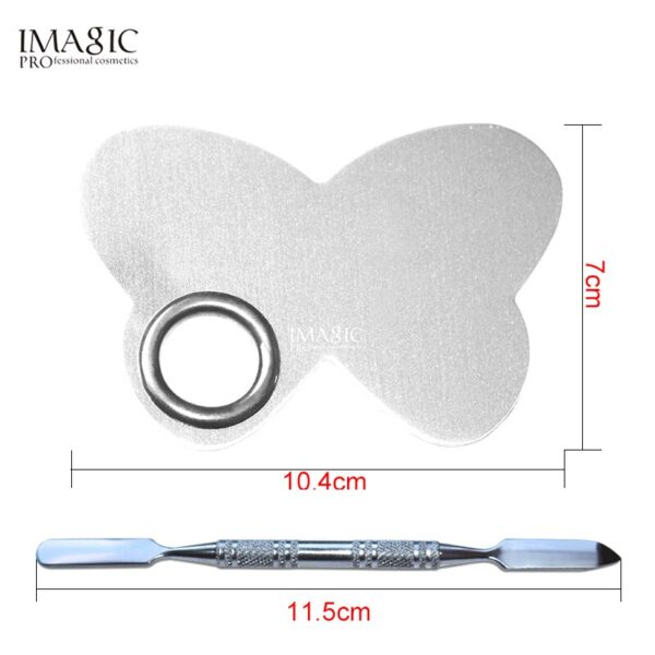 Professional Stainless Makeup Palette Plate Spatula Butterfly Eyeshadow Nail Polish Color Mixing Palette Plate Cosmetic Tool