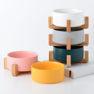 Ceramic Pet Bowl Cat Puppy Feeding Supplies Double Pet Bowls Dog Food Water Feeder Dog Accessories Durable multiple color option