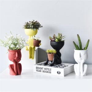 Creative Art Portrait Sculpture Vase Flower Pot Garden Storage Abstract Character Succulents Plant Pot Micro Landscape Decor