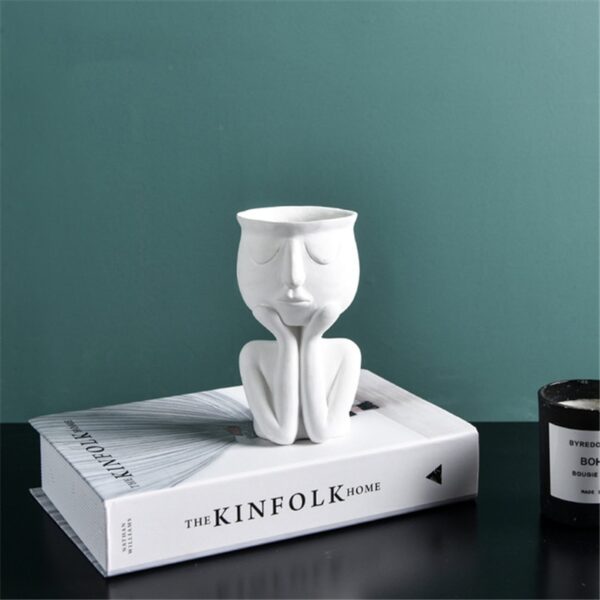 Creative Art Portrait Sculpture Vase Flower Pot Garden Storage Abstract Character Succulents Plant Pot Micro Landscape Decor