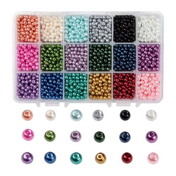 Mixed Color Round Glass Pearl Beads for Necklaces Earrings Bracelets Jewelry Making DIY Accessories Pearlized 4mm 6mm 8mm 10mm