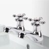 2X Chrome Twin Basin Taps Hot&Cold Water Kitchen Sink Taps Bathroom Water Faucet Mixer Taps Home Improvement Kitchen Accessory