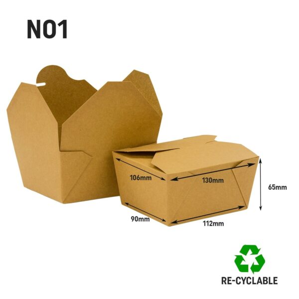 Kraft Food Box Deli Takeaway Noodles Rice Pasta Folding Lids Biodegradable