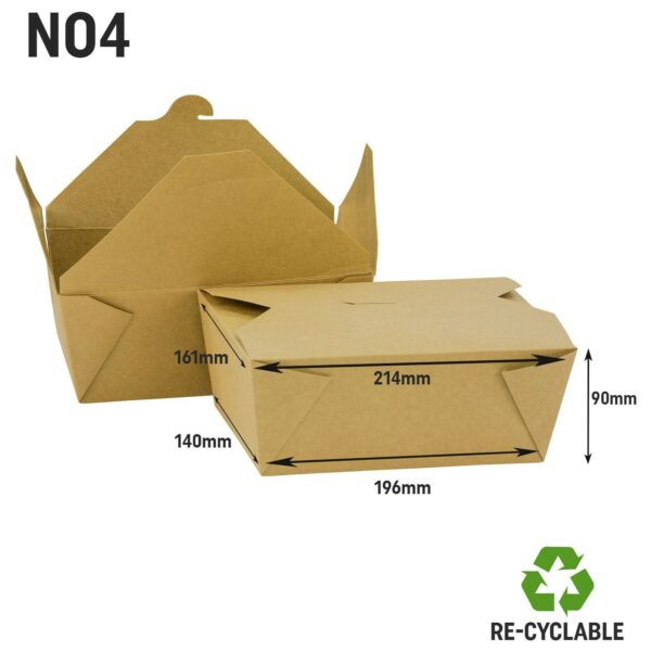Kraft Food Box Deli Takeaway Noodles Rice Pasta Folding Lids Biodegradable