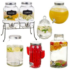 4 - 8 Litre Glass Beverage Drink Dispenser Jug Jar Lid Juice Cocktail BBQ Summer